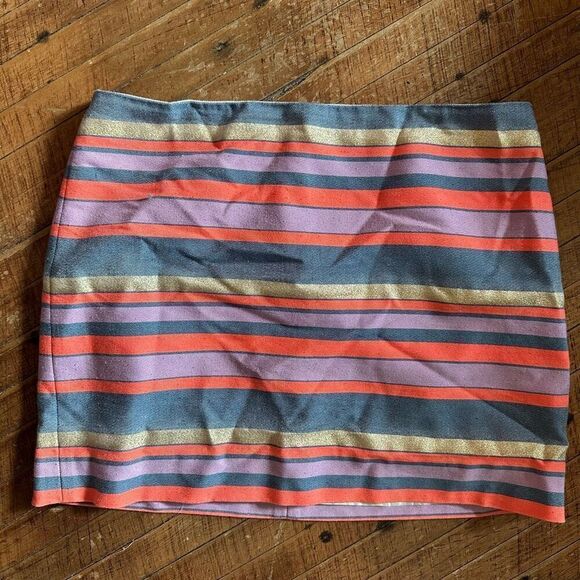 J Crew rainbow metallic striped business casual 10 skirt - Picture 1 of 3